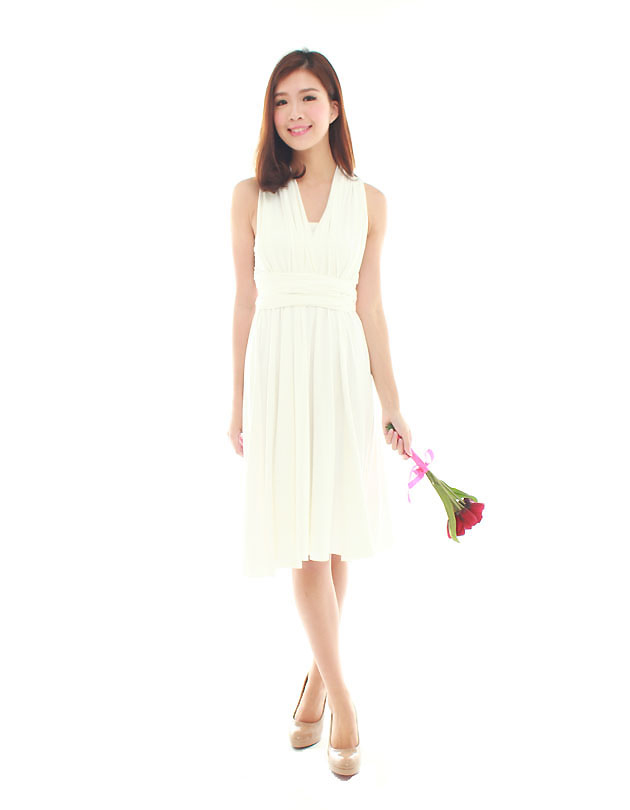 Cherie Convertible Classic Dress in White